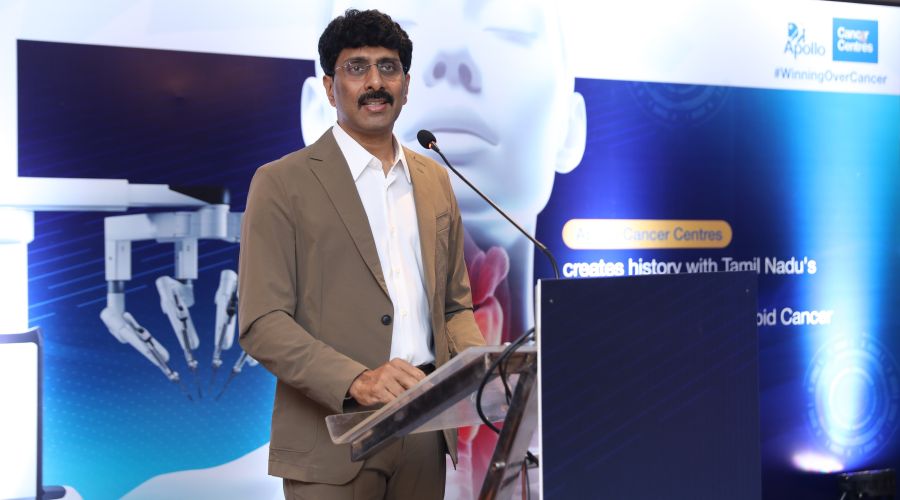 Apollo Cancer Centre - Chennai performs Tamil Nadus First Scar less Robotic Thyroidectomy Treatment for Thyroid Cancers