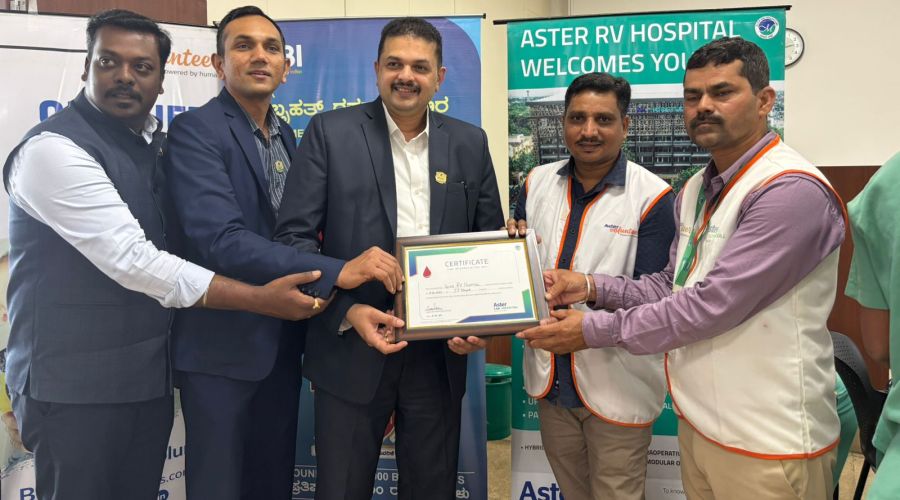 Aster Volunteers Mobile Medical Services & Aster RV HR Department successfully organize Blood Donation Camp at Aster RV Hospital